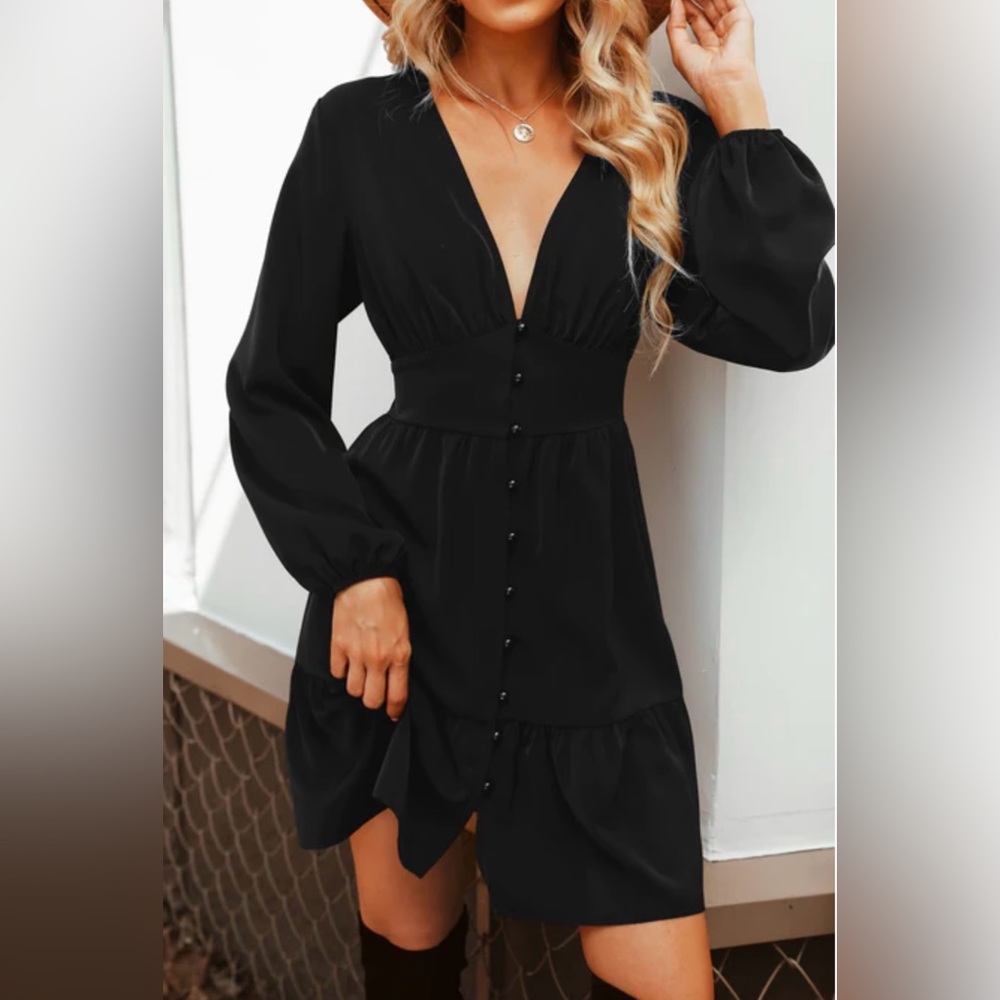 Cupshe plunge button front mini dress